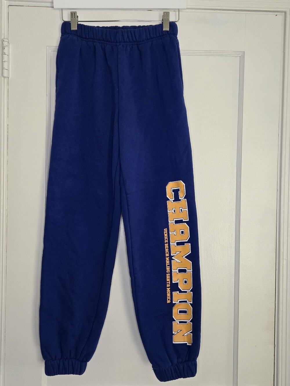 Edikted Royal Blue Track Joggers Womens Gold Graphic Streetwear Sweatpants